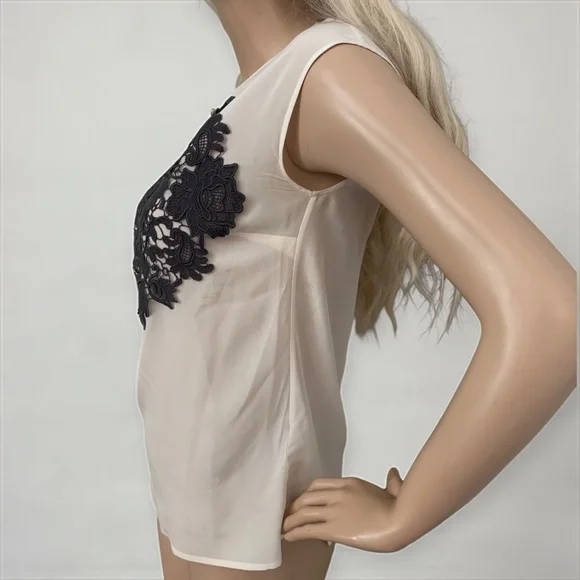 DOLCE & GABBANA Silk Black Lace Appliqué Crystal Embellished Cap Sleeve Blouse - Picture 7 of 17